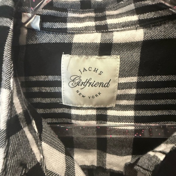 Jach's Girlfriend Women's Plaid Soft Flannel Shirt Black White Size M - Picture 4 of 5